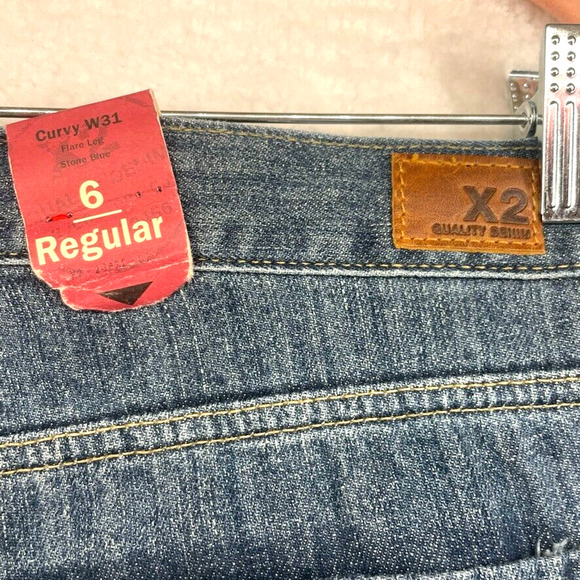 Express Jeans Womens 6 Stone Blue X2 Flare Regular 31 Low RiseY2K Vintage Curvy - Picture 6 of 13
